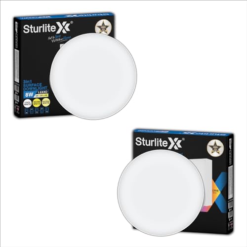 Image of Sturlite Lexxo 8W (3in1) Round LED Surface Light| Warm, Neutral & Cool White Color Temperature | 640 Lumens with CRI Tech for Accurate Color Representation - (Pack of 2) LED Bulb