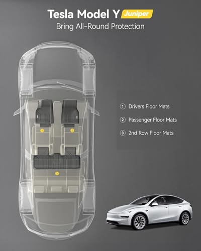 Image of 3W Floor Mats Fit for Tesla New Model Y 2025 2026 Juniper,Metal Penal | TPE All Weather Custom Fit Floor Liner for Juniper Model Y Accessories 1st and 2nd Row Car Mats Easy Clean, Vigormold