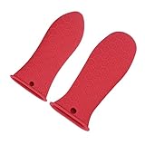 SHOWERORO 2 Stück Silikon Pfannengriff Schutzhüllen rutschfest Hitzeschutz Topfgriff Abdeckungen Rot Groß Klein Küchenzubehör