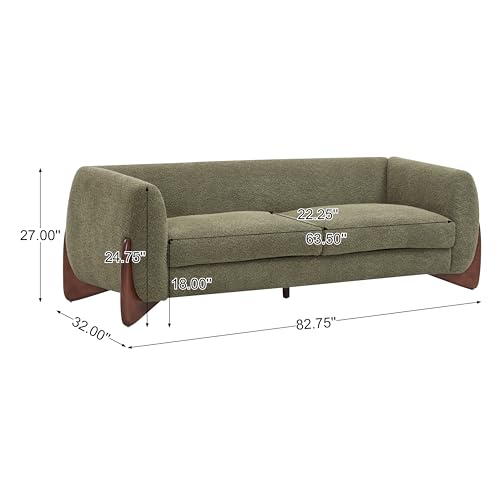 Image of Christopher Knight Home Almab 82 Inches Sofa Couch, Cozy Boucle Upholstered 3-Seater Sofa, Wood Frame Couch, Comfy Couches for Living Room and Office, Modern Soft Plush Sofa, Olive Green