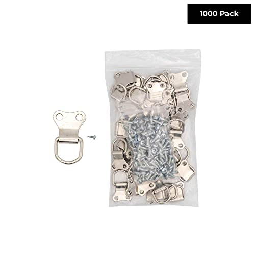 Image of Strong D Ring Hanger with 2 Hole Base - Pack of 1000 with Screws for Picture Frames & Mirrors