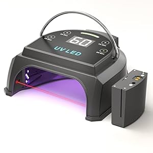 80W Professional Cordless UV LED Nail Lamp, UV Lights for Nails with 45 Beads and Rechargeable Battery, Portable LED Gel Nail Curing Dryer, Nail Polish Machine for Salon or Home, Black