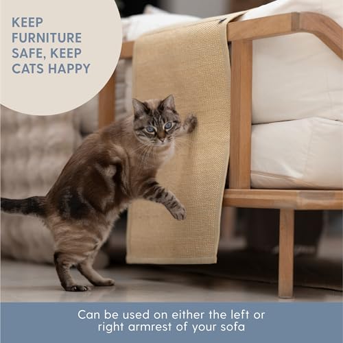Image of The Cat Ladies Cat Scratch Furniture Protector Mat - Couch Protector from Claws - Anti Scratch Furniture Protectors from Cats Scratching - Sisal Scratcher Pad - Beige