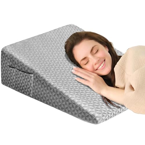 Image of Wedge Pillow for Sleeping, 7.5 inch Memory Foam Bed Wedge for Back and Leg Use | Pressure Relief Dual-Layer Design Distributes Load Evenly, Provides Stable Support, and Holds Its Shape for Long-Term Comfort