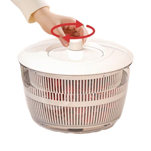 フルーツストレーナー | 蓋付きの水切りバスケット | 手動ハンドル式野菜洗いカゴ 食材パスタ米サラダ作りやベリーや果物の洗浄に最適 カウンタートップアウトドアキャンプピクニック用