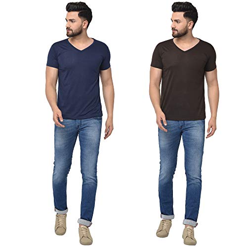 Image of JANGOBOY Men's V-Neck Cotton T-Shirt (Pack of 2)