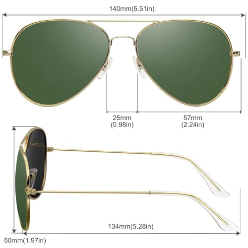Miniatura 5 de Kanastal Gafas De Sol Verde Militar Hombre Mujer Polarizadas Metalicas Grandes Vintage Uv400 Dark Green Sunglasses Mens- Oscuras Verde Lentes Montura Dourado
