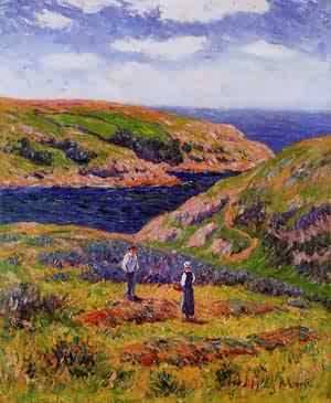 Peinture à l'huile Cliffs at Clohars Carnoet 1910 Henri Moret reproduction 36x48 pouces