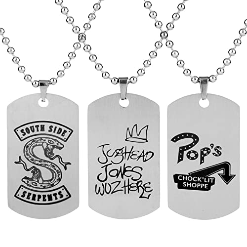 GJPSXTY 3 Piezas de televisión Europea y Americana Riverdale Serpiente Colgantes de Acero Inoxidable Collares Cover