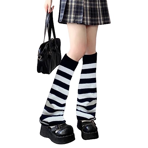 Image of DOOVID Leg Warmers for Women Kawaii Knit Long Socks Girls Harajuku Lolita Leg Warmers Goth Ankle Heap Socks