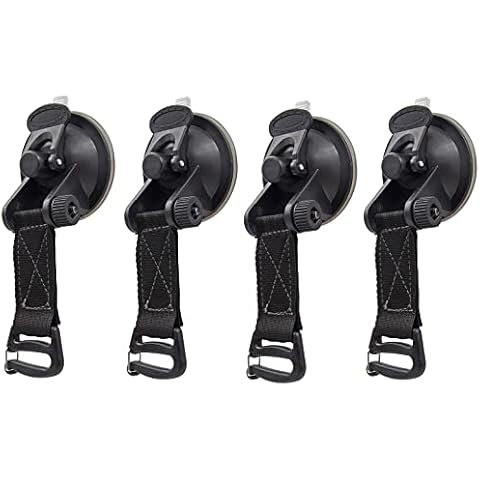 HOUSON Set of 4 Suction Cup Camping, Suction Cup Hook Set Car Suction Cups Suction Cup Attachment Strong Suction Hooks for Camping, Motorhome, Household, Workshop, Awnings, Awning Cover