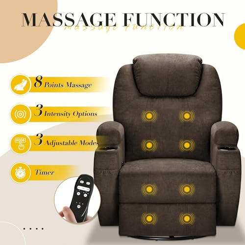 image for Furmax Recliner Chair, 360° Swivel Rocker Chair for Adults, Rocking R