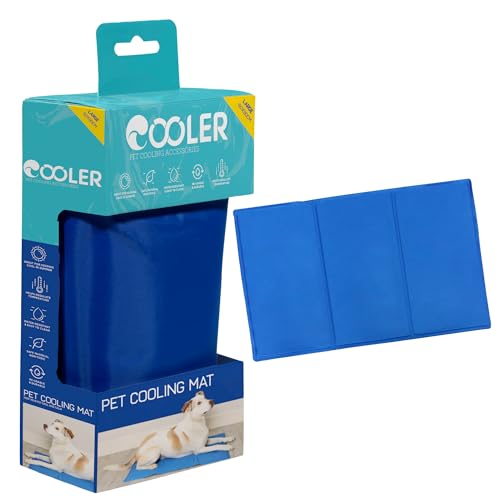 Pet Cooling Mat for Dogs and Cat Self Cool Pad for Crates, Kennels & Beds, Washable Portable Foldable Cooling Pet Mat Suitable for Home & Outdoor, Large, Blue, 60x2x90cm
