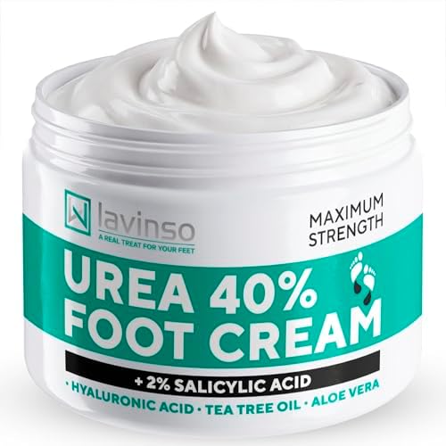 Lavinso Urea Cream 40 Percent for Feet with Maximum Strength - Foot Cream for Calluses and Dry Cracked Heels - Rough Skin Repair for Men and Women
