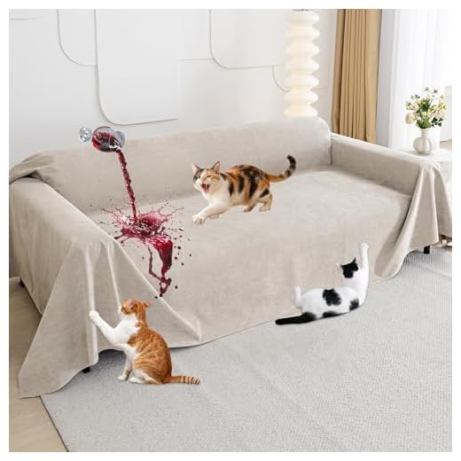 Khaki Anti-Scratch Sofa Cover for Cats
