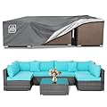 AKEfit Patio Furniture Covers,500D Heavy Duty Waterproof for Outdoor Square and Retangle Patio Table and Chair Covers,Grey -126"L x 63"W x 28"H