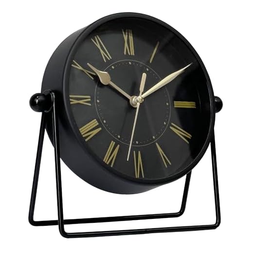 AYRELY® Vintage Black Metal Desk Clock,Battery Operated Mantel Clocks, Decorative Table Clocks with Adjustable Angle for Fireplace Farmhouse Shelf Living Room Décor