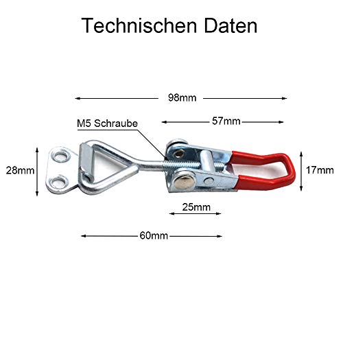 HauSun 10 Stück Spannverschluss Hebelverschluss Kappenschloss Kistenverschluss Schwerlast Handwerkzeug Schnellspanner Haltekapazität Türriegel Eckbefestigung Klein Kniehebelspanner Latch Button Toggle - Image 3