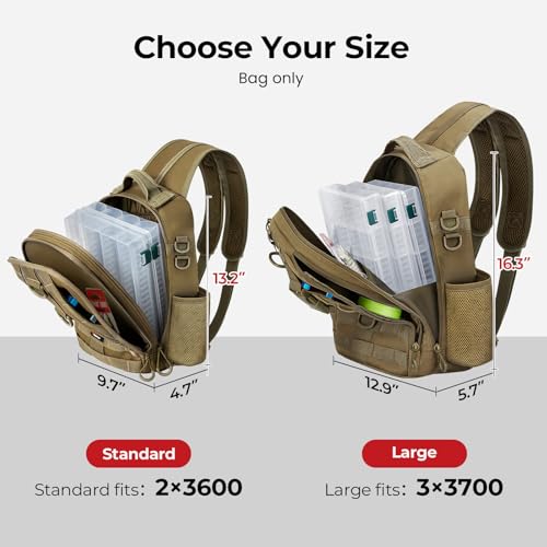 Image of Piscifun Fishing Backpack with Rod Holder, Lightweight Sling Bag Storge Gear and Equipment