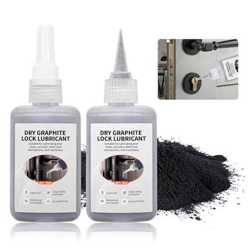 Lubrifiant Serrure 70ml x 2, Poudre Graphite, Graphite Serrure, Poudre de Graphite pour la Lubrification des Serrures de Portes, Serrures de Voiture et...