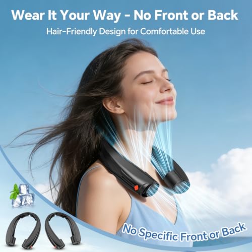 Image of Portable Neck Fan, 6000mAh Rechargeable Personal Fan, 6 Speeds Hands Free Wearable Fan with 360 Surround Airflow, Ideal for Travel, Office, Sports, Home - Gifts for Men Women Dad Mom