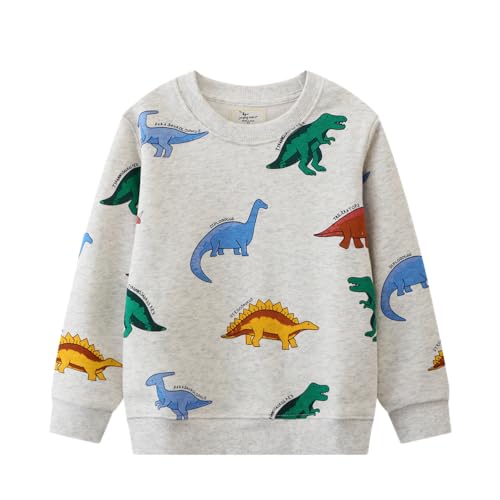 LitBud Sweatshirt Niños Sudaderas Dinosaurio Camiseta Manga Larga Cuello Redondo Algodón Jersey Pullover Ropa para Niño Infantil 4-5 años