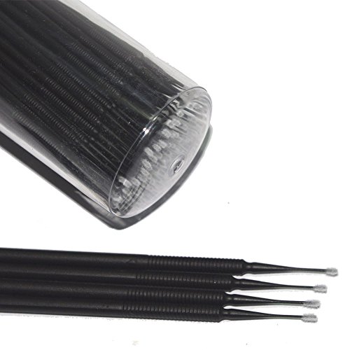 Grinigh Nano Size Micro Brush Applicator with Flexible Tips for Dentistry, Makeup, or Hobby | Black Color, 100pcs, Model TWA-GB002