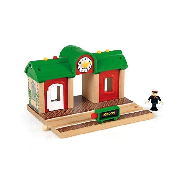 BRIO World 33578 Sprechender Bahnhof Eisenbahn Zubehör mit Aufnahmefunktion & World 33757 Hebebrücke – Eisenbahnzubehör… – Bild 4