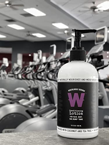 Woodlee’s By Men’s Ultimate Grooming – All In One Conditioning Lotion - Men’s Leave In Conditioner - Hair & Body Moisturizer – Shave And After Shave Lotion - Infused With Coconut Oil & Tea Tree Oil - Non Greasy (12 Oz) #TOP4