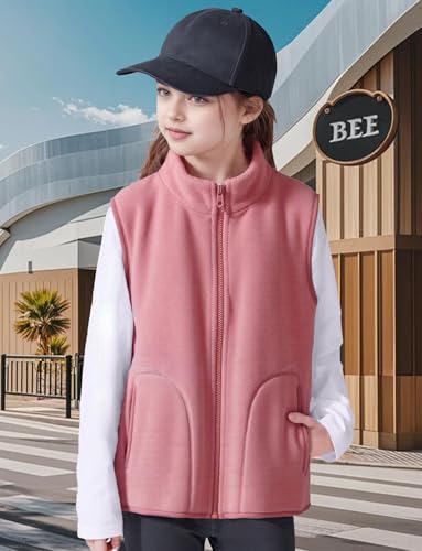 Image of Happy Cherry 2025 Kids Winter Fleece Vest Boys Girls Fleece Stand Collar Fuzzy Fall Winter Warm Outerwear with Pockets