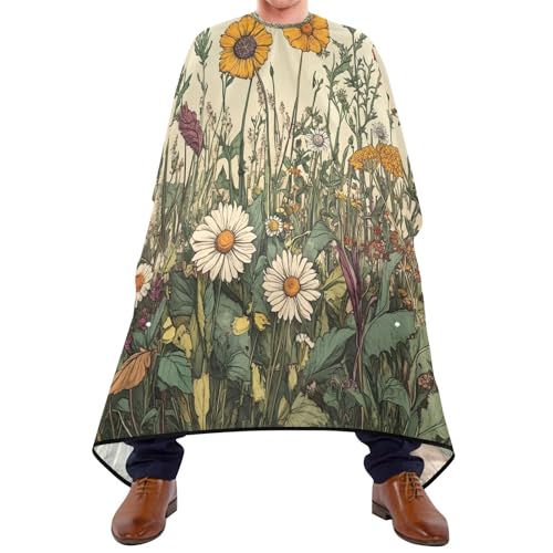 Kigai Hair Cutting Cape for Men & Women Wildflowers Poppy Waterproof Barber Cape Professional Hairdressing Salon Styling Cape with Adjustable Closure Snap