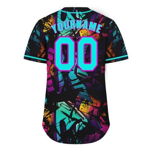 Custom Graffiti Baseball Jersey for Men Women Youth Personalized Button Down Shirt with Name Number Team Uniform miniatura 4