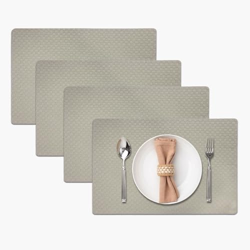 Image of Amazon Brand - Umi PVC Vinyl Foam Design Placemat STPG127 | Heat Resistant, Wipe Clean, Anti-Skid Table Mats for Dining Table, Kitchen & Home Decor (30x45 CM Grey Set of 4)