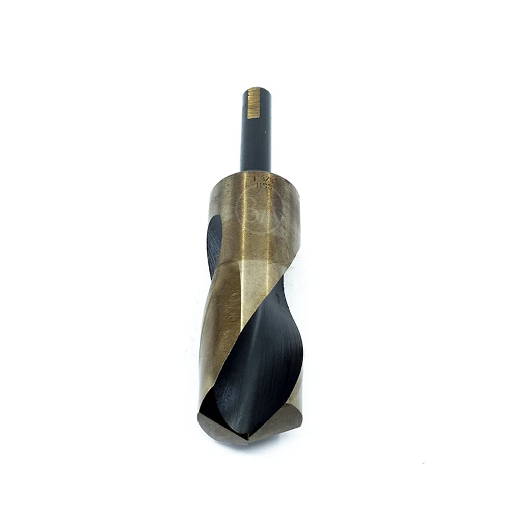 Benchmark Abrasives 1-3/8" Diameter HSS Silver & Deming Drill Bit Black & Gold Cutting Tool, 1/2" Shank, for Hard Metal, Stainless Steel, Cast Iron, Wood - (1-3/8")