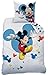 Pościel Mickey Mouse Jump 135 x 200 cm + 80 x 80 cm 100% bawełna Renforcé Linon jakość Disney Wunderhaus Clubhaus Donald Duck Minnie Maus pościel dziecięca Niemiecka wielkość zamek błyskawiczny