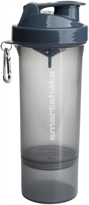 Smartshake Slim Protein Shaker Bottle 500 ml | Leakproof Gym Shaker Drink Bottle for Protein Shakes | BPA Free Protein Powder Shaker Cup for Men & Women | Stormy Grey