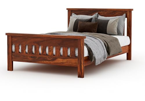 Image of AADITYA WOODS Solid Sheesham Wood Single Bed Cot Without Storage | Single Size Bed for Bedroom | Multipurpose Use Bed- Honey Teak 11