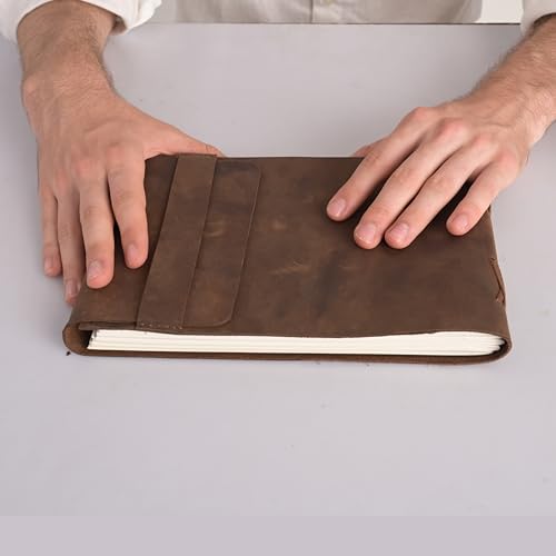 Image of Genuine Leather Journal Writing Notebook Antique Handmade Leather Bound Daily Notepad for Men & Women Unlined Paper Perfect for Gift for Art Sketch Book Travel Diary & Notebooks to Write (Brown)