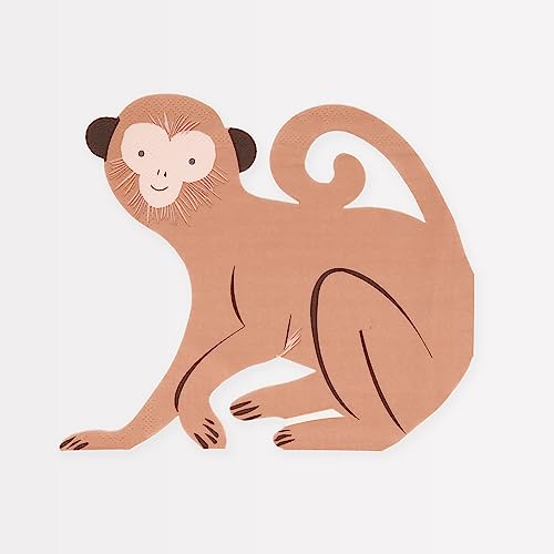 Meri Meri Monkey (Pack of 16), 3-Ply Paper Napkins, Disposable