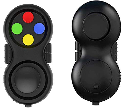 glacely 4 Pack Fidget Pad - 9 Fidget Features- Perfect for Skin Picking, ADD, ADHD, Anxiety and Stress Relief - Multi Color Rainbow on Black - Prime Ready and Shipped by Amazon