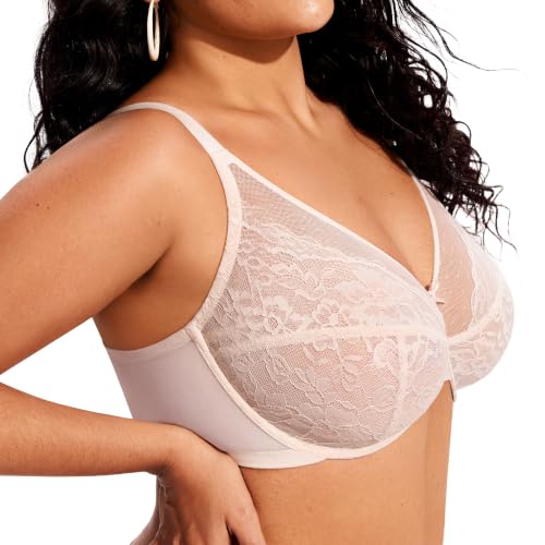 Image of Minimizer Bra Full Coverage Lace Bra for Women Dusty Peach