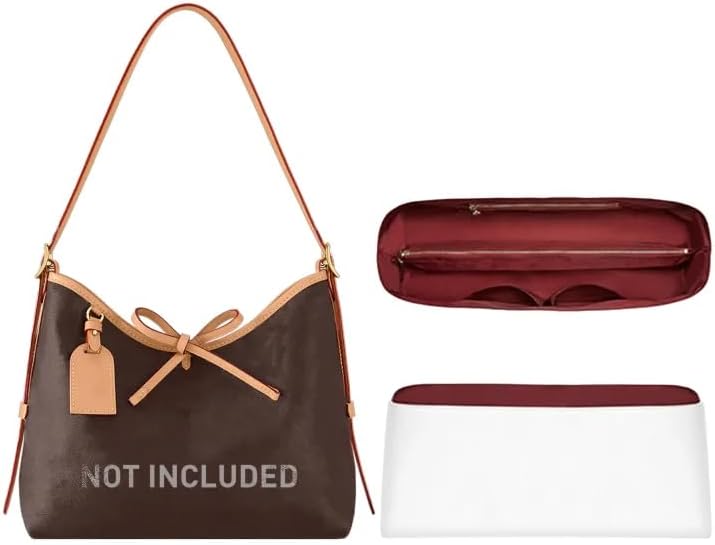 Dupontpaper Carryall PM Tote Bag Organizer Insert, Lightweight Portable Purse Organizer Insert Compatible with Lv Carryall, Purse Inner for Luxury Handbag & Tote Shaper(PM, White-red)