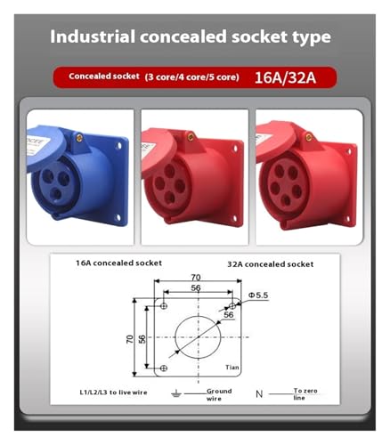 Conector de acoplamiento industrial de 16A 4P resistente al agua 220V 6