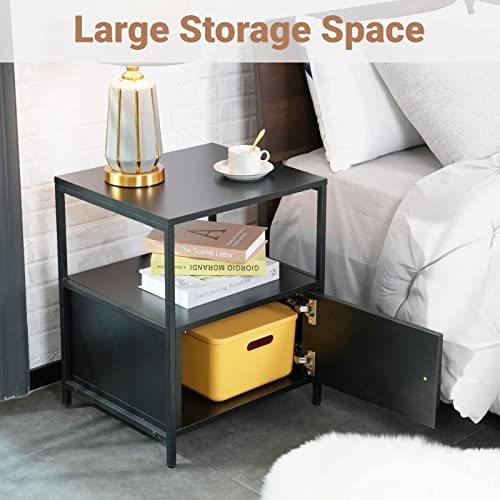 Farexon Nightstand, Industrial Bedside Table With Drawer And Open Shelves, Small End Table For Bedroom Office Lounge Living Room (1 Pack, Black) #TOP7