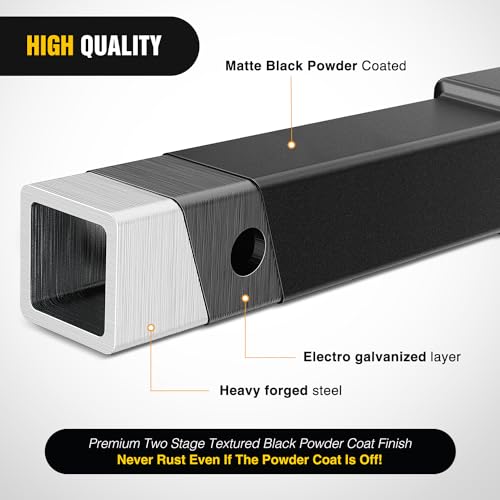 Image of Nilight Trailer Hitch Extender 12 Inch Extension Length Fits for 2 Inch Receiver Tube with 5 /8 Inch Stainless Steel Bolt Flange Nut and Clip 3,500 LBS GTW Matte Black