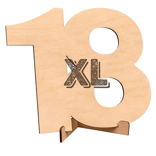 CUBIBOO ART Número de Madeira 18 Tamanho XL Aniversário Menino, Menina com Suporte - Decoração 18 Aniversário - Presentes para Meninas de 18 Anos