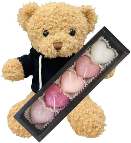 Q-FLA, and3 Gift Heart Candle, Black Box, ST Bore Bear Hoodie, Black, Present, Birthday, Gift Bag Included, 859588 image 3
