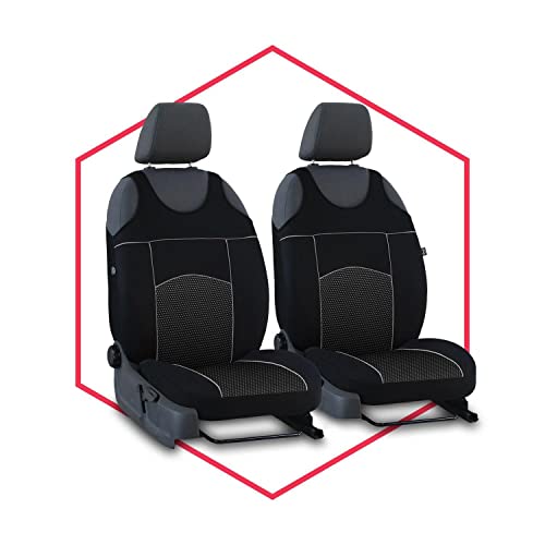 Saferide 2er Set Autositzbezüge PKW universal | Auto Sitzbezüge Polyester Schwarz für Airbag geeignet | für Vordersitze | 1+1 Autositze vorne