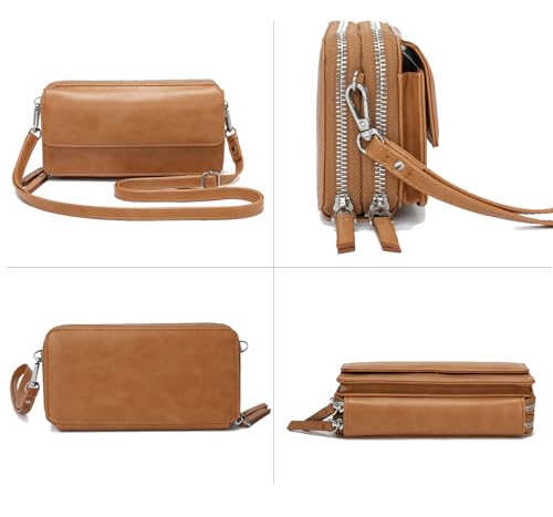 Image of Lanyani RFID Crossbody Wallet Wristlet Purse with Phone Pocket For Women Vegan Leather