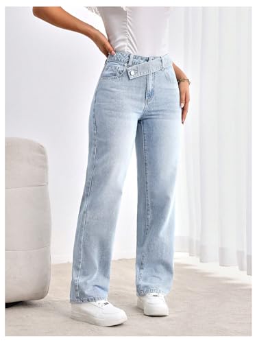 SOLY HUX Women's Straight Wide Leg Denim Pants Casual High Waited Jeans Streetwear Fall Outfits4